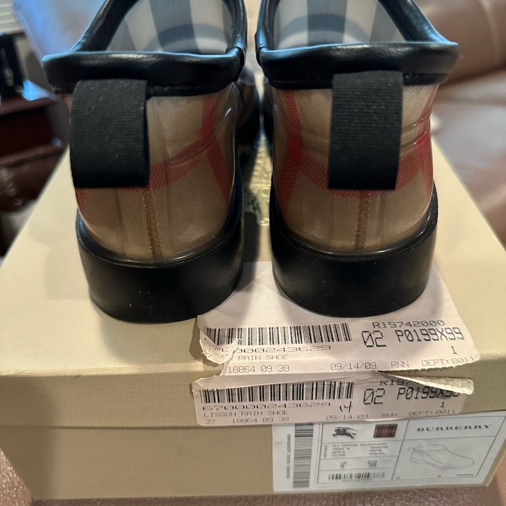 Burberry Black and Tan Checkered Women's Rain Boots - Picture 3 of 5